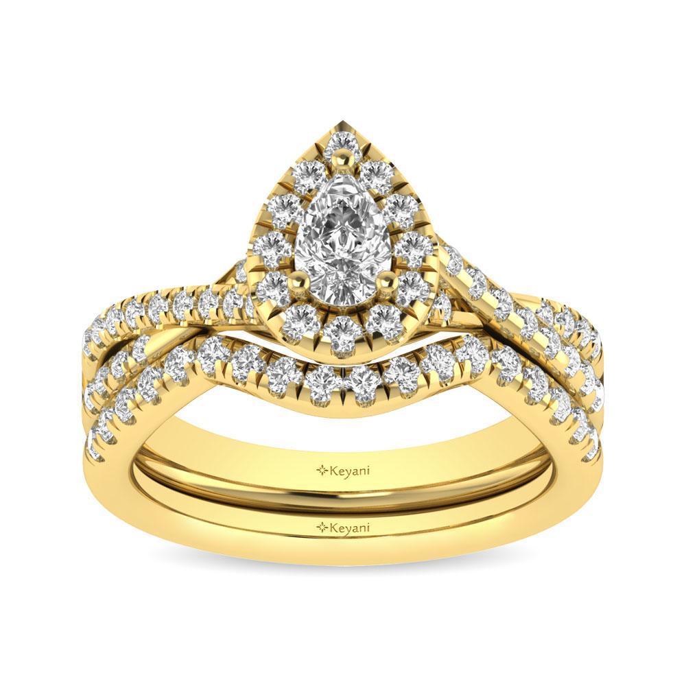 diamond twist shank single halo bridal ring 1.00 carat 14kt gold