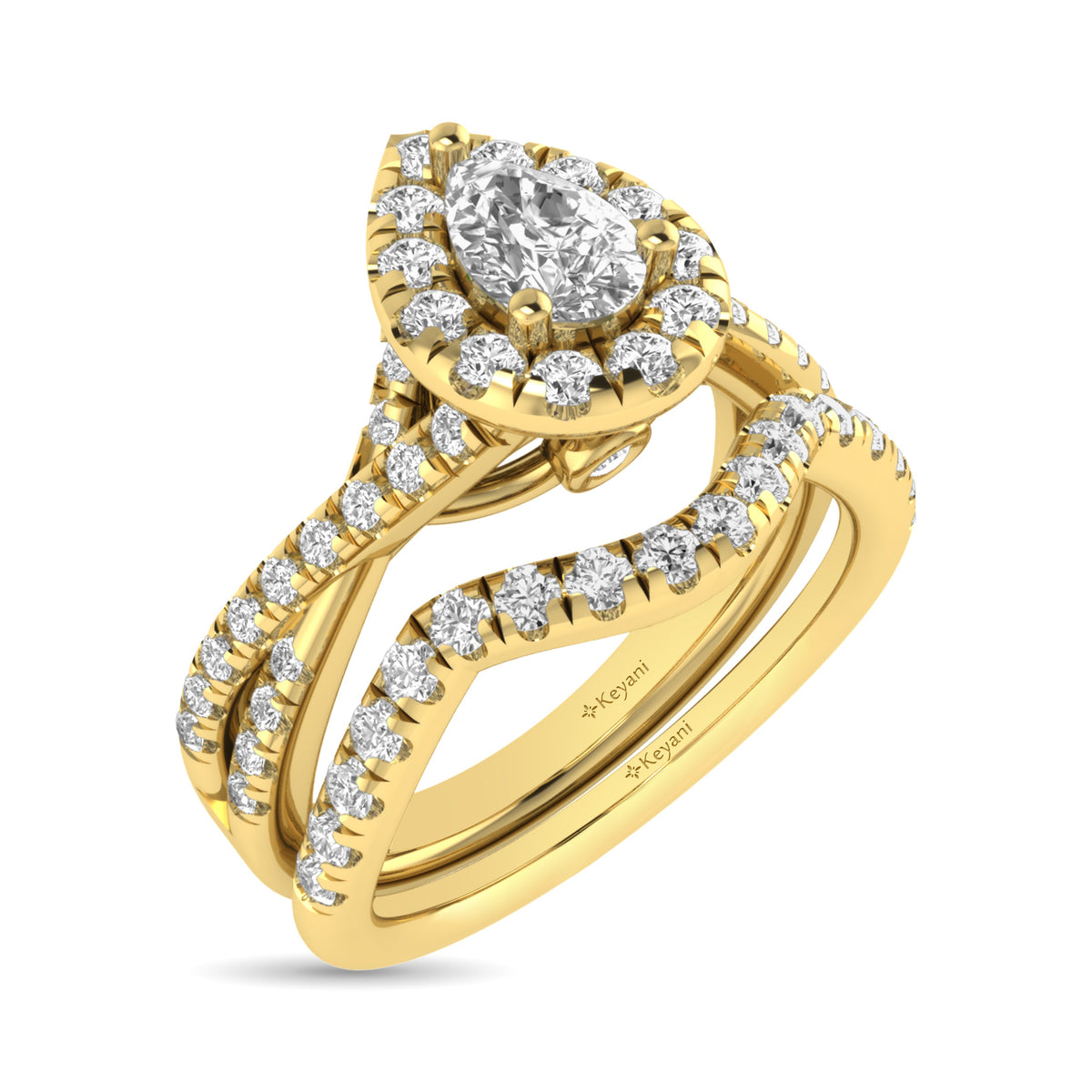diamond twist shank single halo bridal ring 1.00 carat 14kt gold