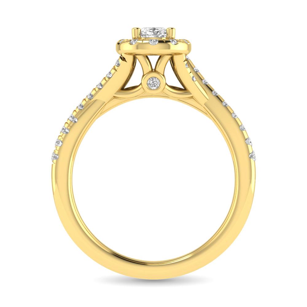 diamond twist shank single halo bridal ring 1.00 carat 14kt gold