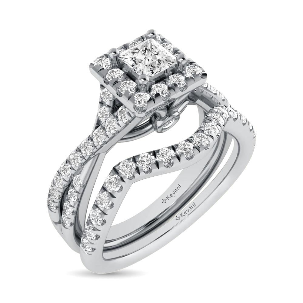 diamond twist shank single halo bridal ring 1.00 carat 14kt gold