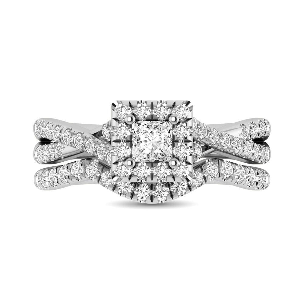 diamond twist shank single halo bridal ring 1.00 carat 14kt gold