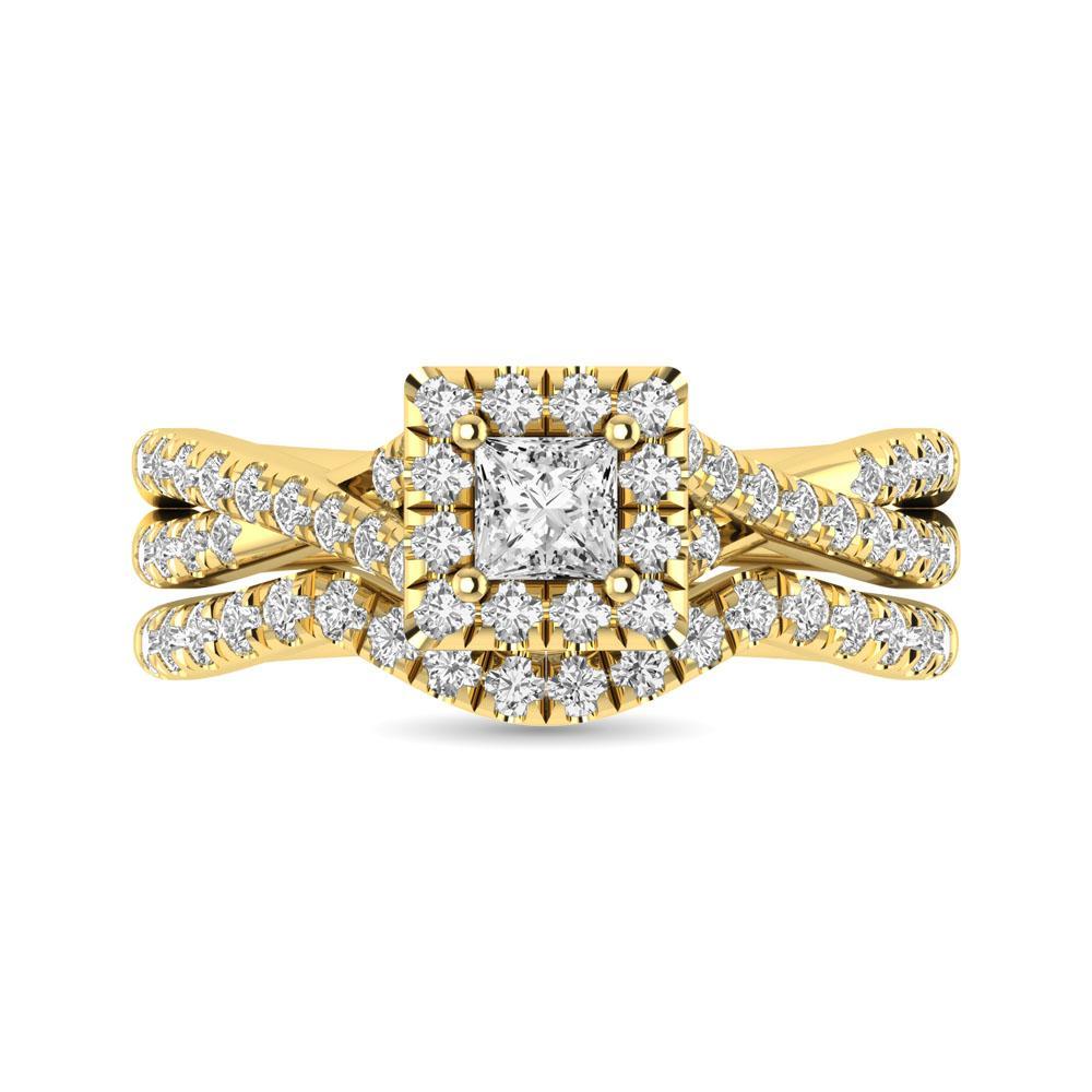 diamond twist shank single halo bridal ring 1.00 carat 14kt gold