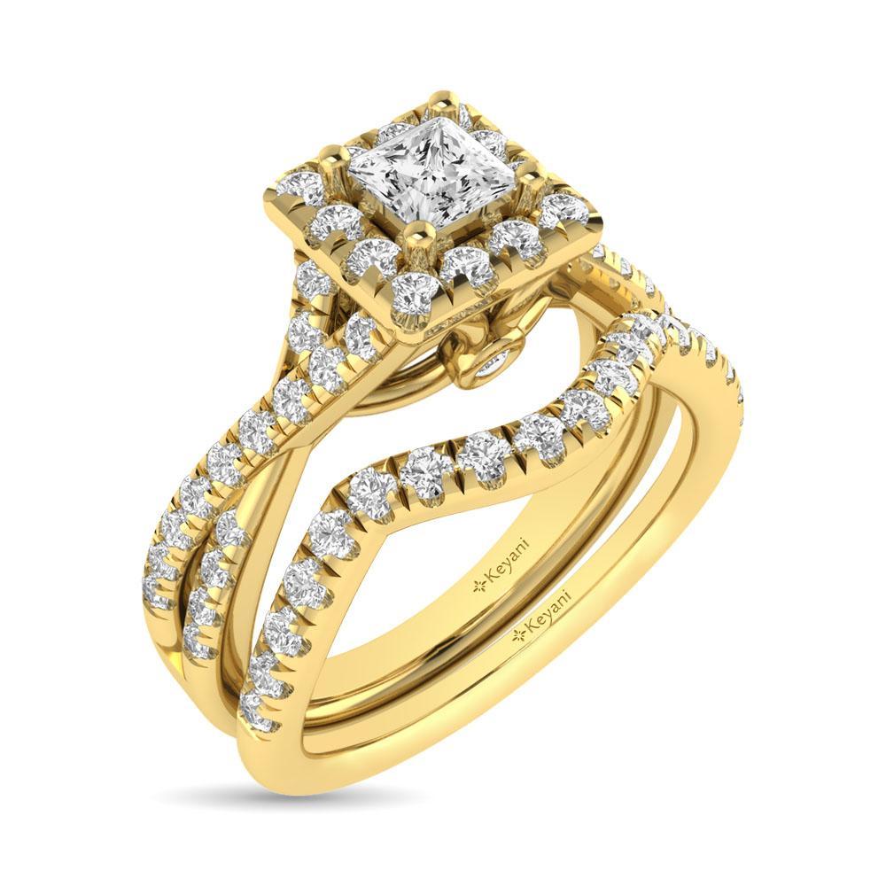 diamond twist shank single halo bridal ring 1.00 carat 14kt gold