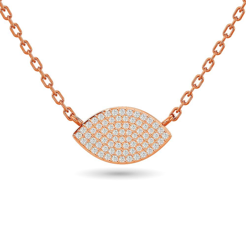 diamond eye shape pendant round cut 0.20 carats 10kt white gold with chain