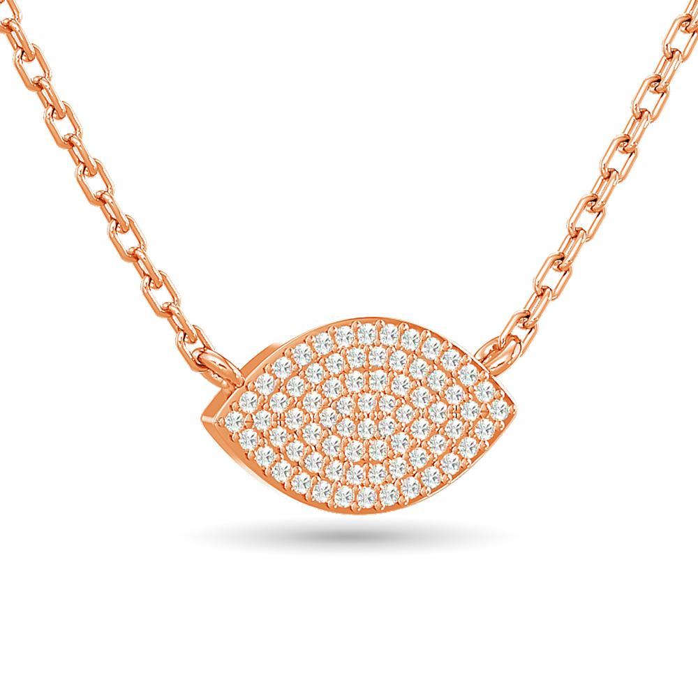 diamond eye shape pendant round cut 0.20 carats 10kt white gold with chain