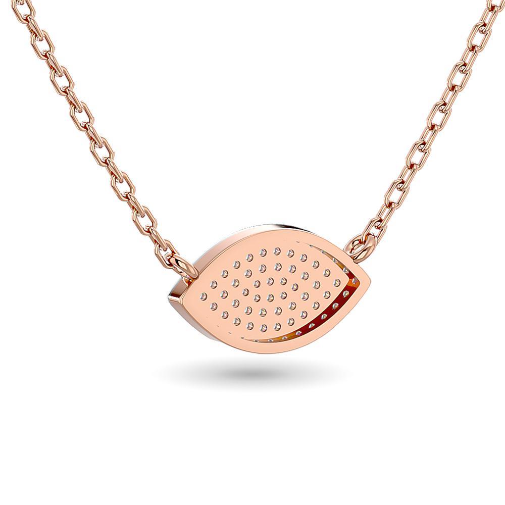 diamond eye shape pendant round cut 0.20 carats 10kt white gold with chain