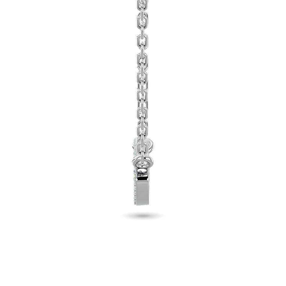 diamond eye shape pendant round cut 0.20 carats 10kt white gold with chain