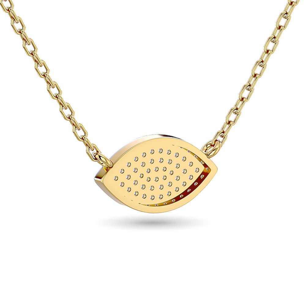 diamond eye shape pendant round cut 0.20 carats 10kt white gold with chain