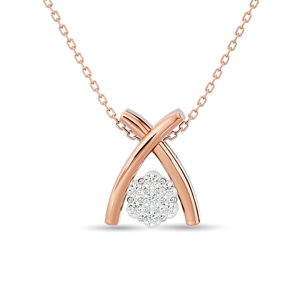 diamond fashion pendant round cut 0.10 carats 10kt rose gold with chain