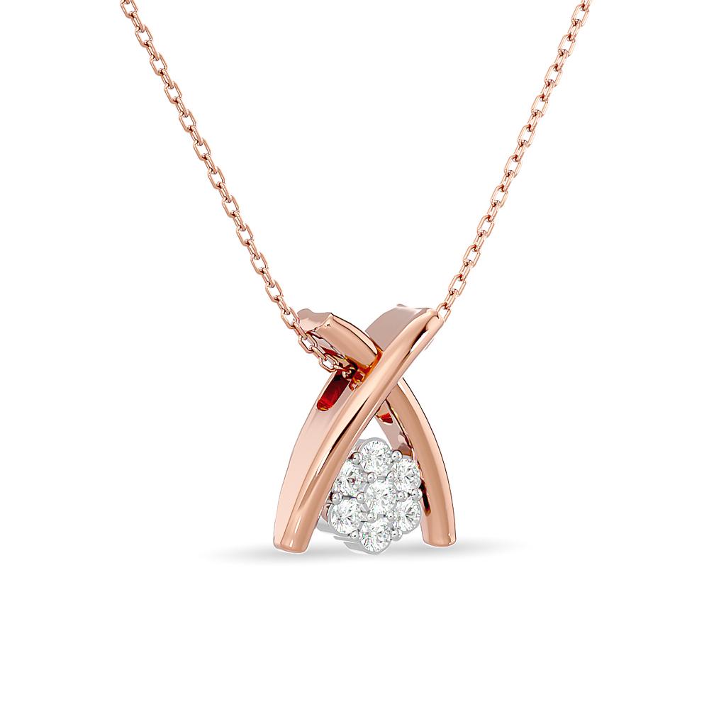 diamond fashion pendant round cut 0.10 carats 10kt rose gold with chain