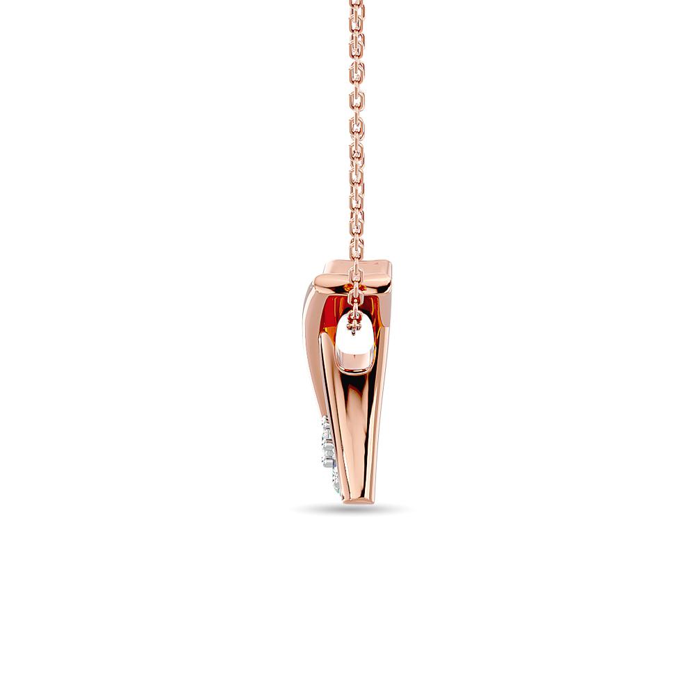 diamond fashion pendant round cut 0.10 carats 10kt rose gold with chain