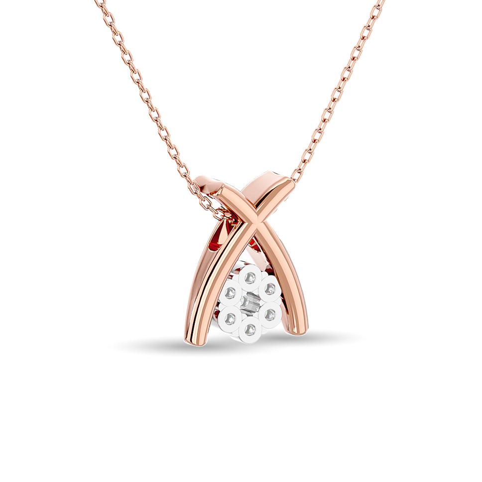 diamond fashion pendant round cut 0.10 carats 10kt rose gold with chain