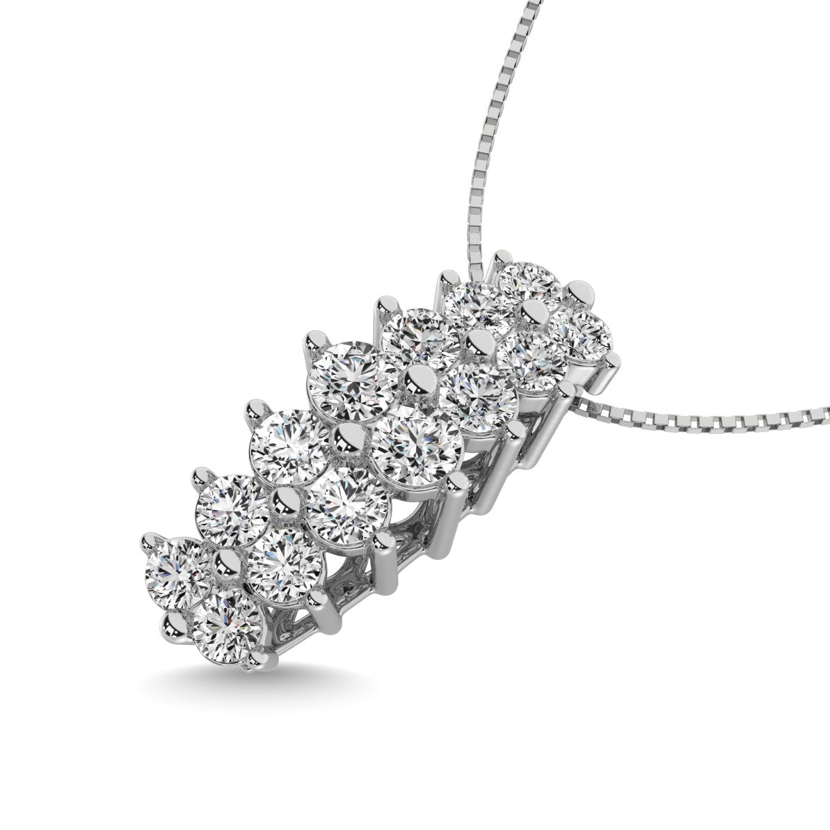 diamond stacked pendant round cut 0.75 carats 14kt white gold with chain