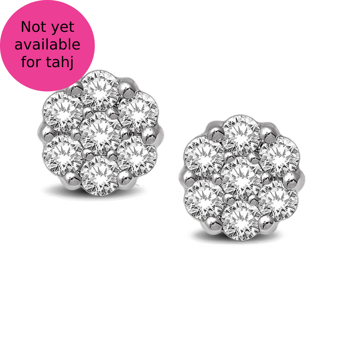 diamond flower stud earrings round cut 14kt gold