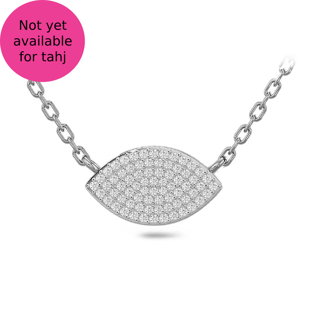 diamond eye shape pendant round cut 0.20 carats 10kt white gold with chain