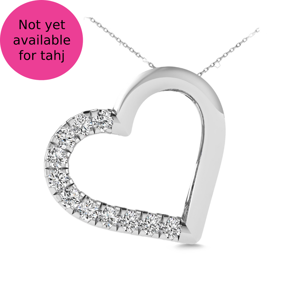 diamond heart pendant round cut 0.10 carats 10kt gold with chain