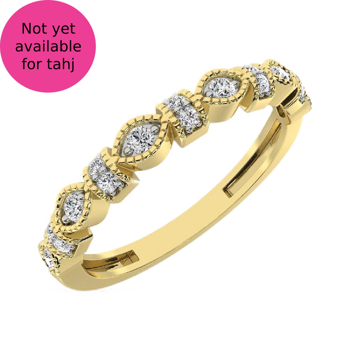 diamond marquise frame stackable band round cut 0.14 carats 14kt gold