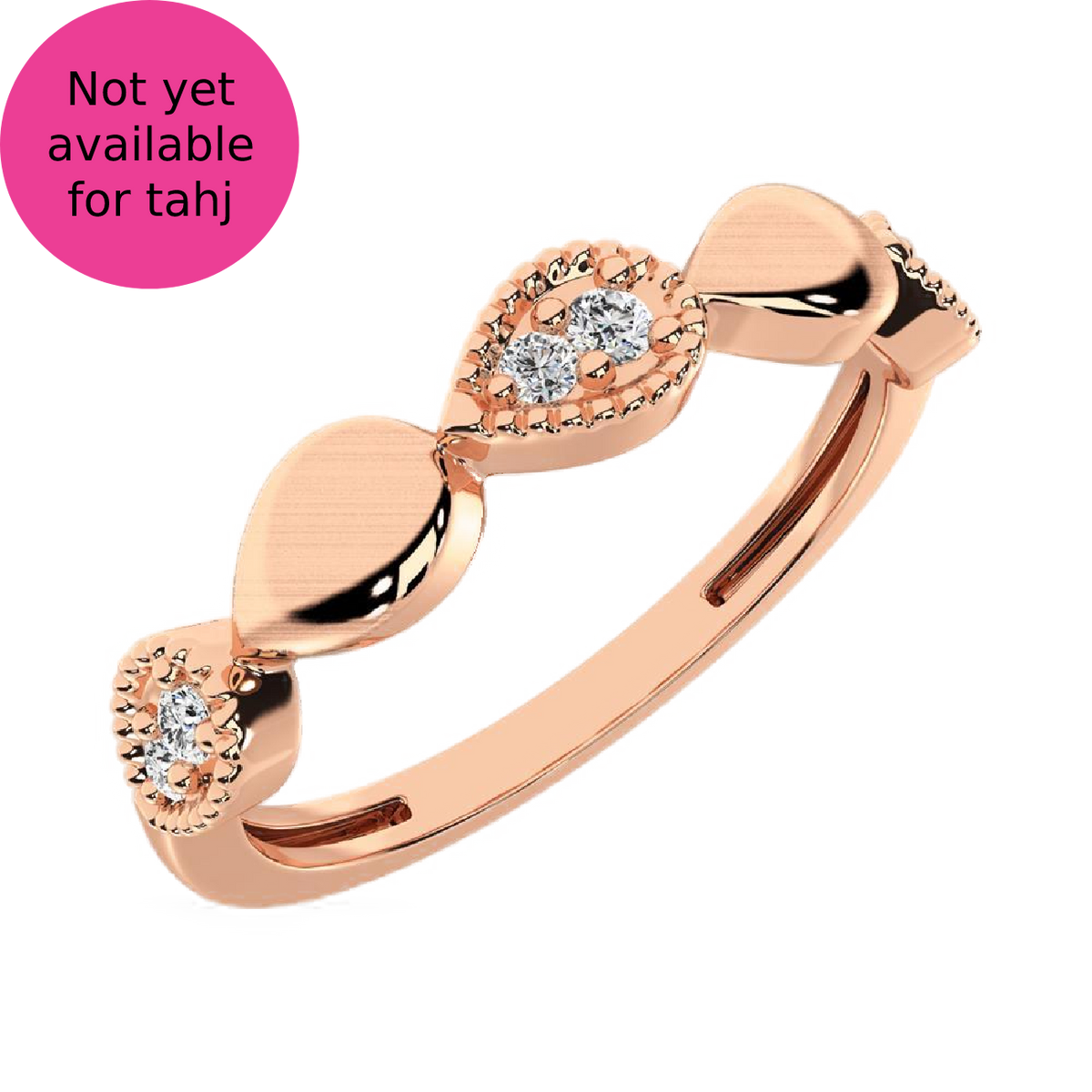 diamond pear shape stackable band round cut 0.07 carats 14kt gold
