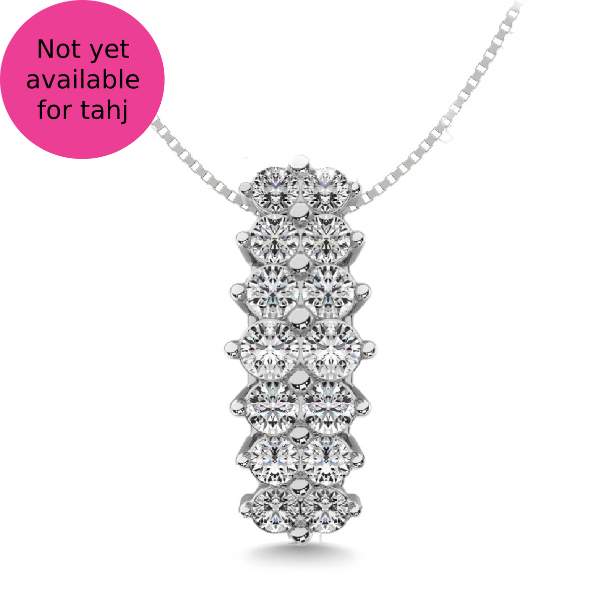diamond stacked pendant round cut 0.75 carats 14kt white gold with chain