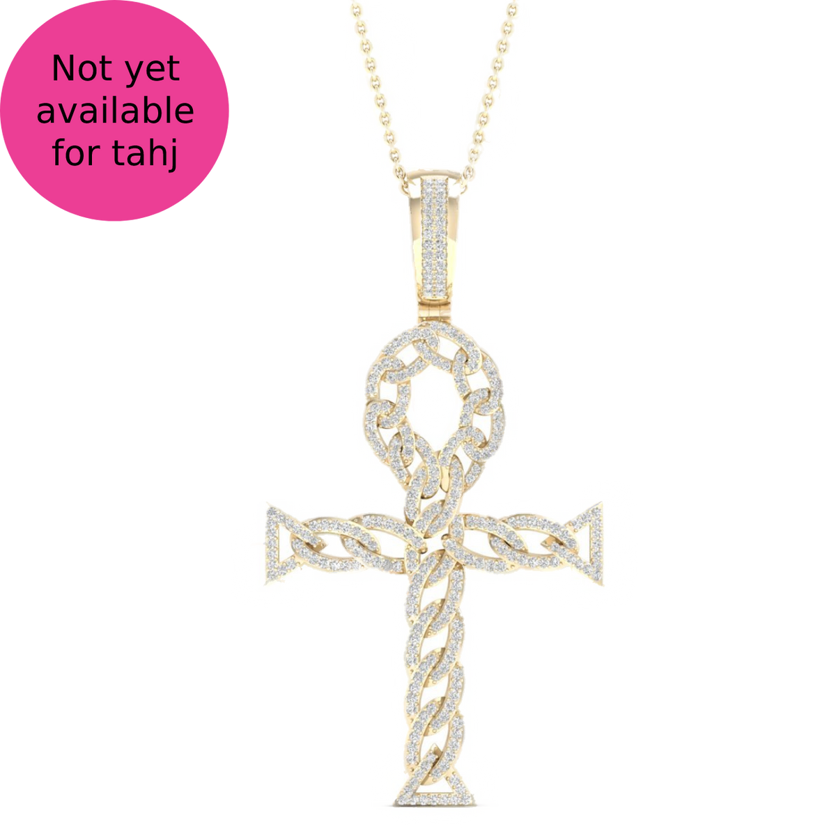 diamond ankh pendant round cut 0.70 carats 10kt yellow gold