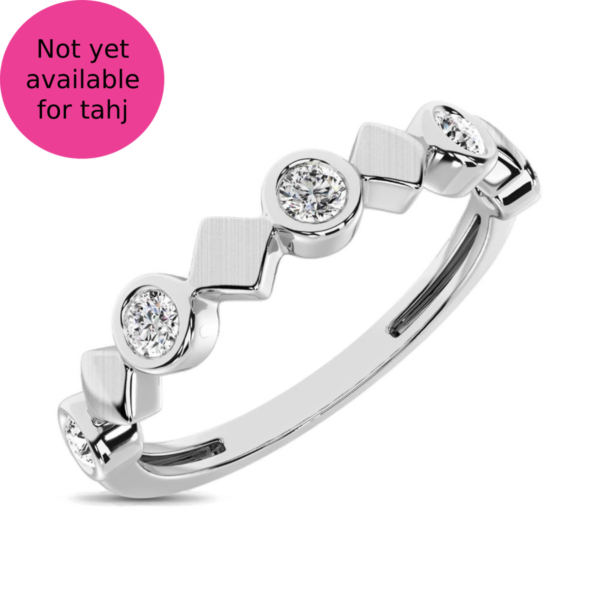diamond bezel set stackable band round cut 0.16 carats 14kt gold