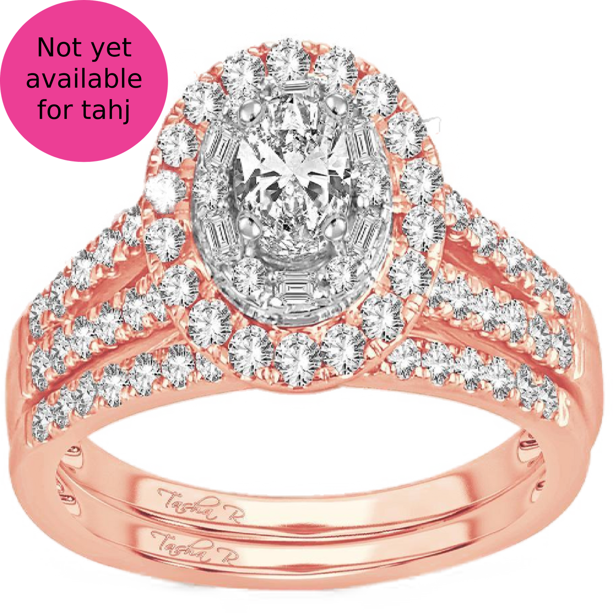 diamond bridal set oval cut 1.00 carats 14kt rose gold