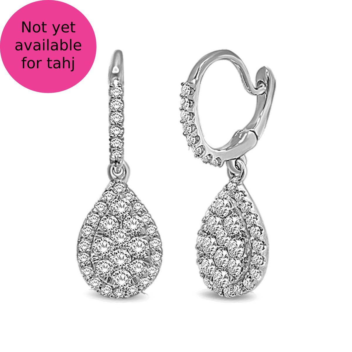 diamond dangling earrings 0.75 carats 14kt white gold